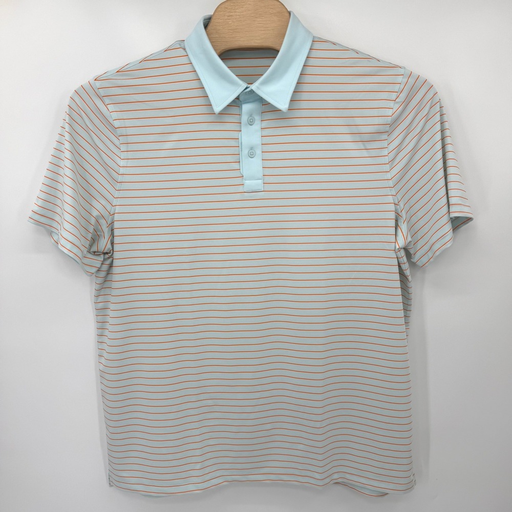 G/FORE Polo Shirt Men XXL Light Blue Orange Striped Performance‎ Golf Tee